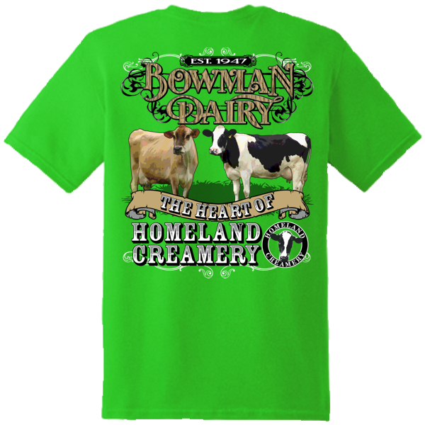 Bowman Dairy Screen Printed Tee Shirt Sample