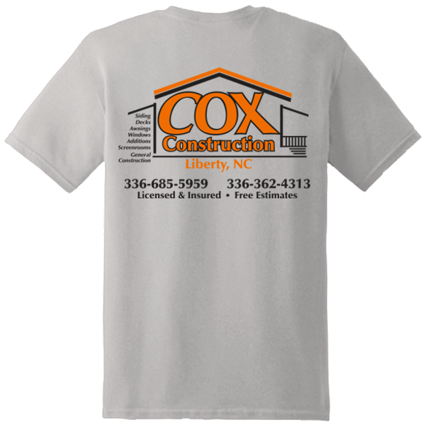 Cox Construction Screen Printed Tee Shirt Sample